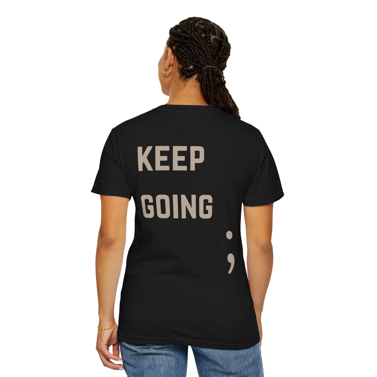 Keep Going Semicolon T-Shirt | Suicide Awareness Back Print Tee