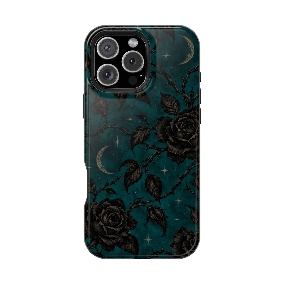 Teal Moon & Black Rose Magnetic Phone Case, alternate view