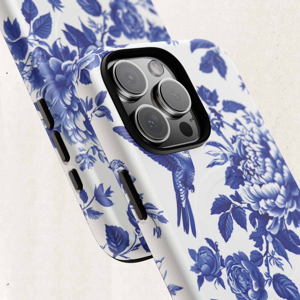 Blue Floral Bird Tough Magnetic Phone Case