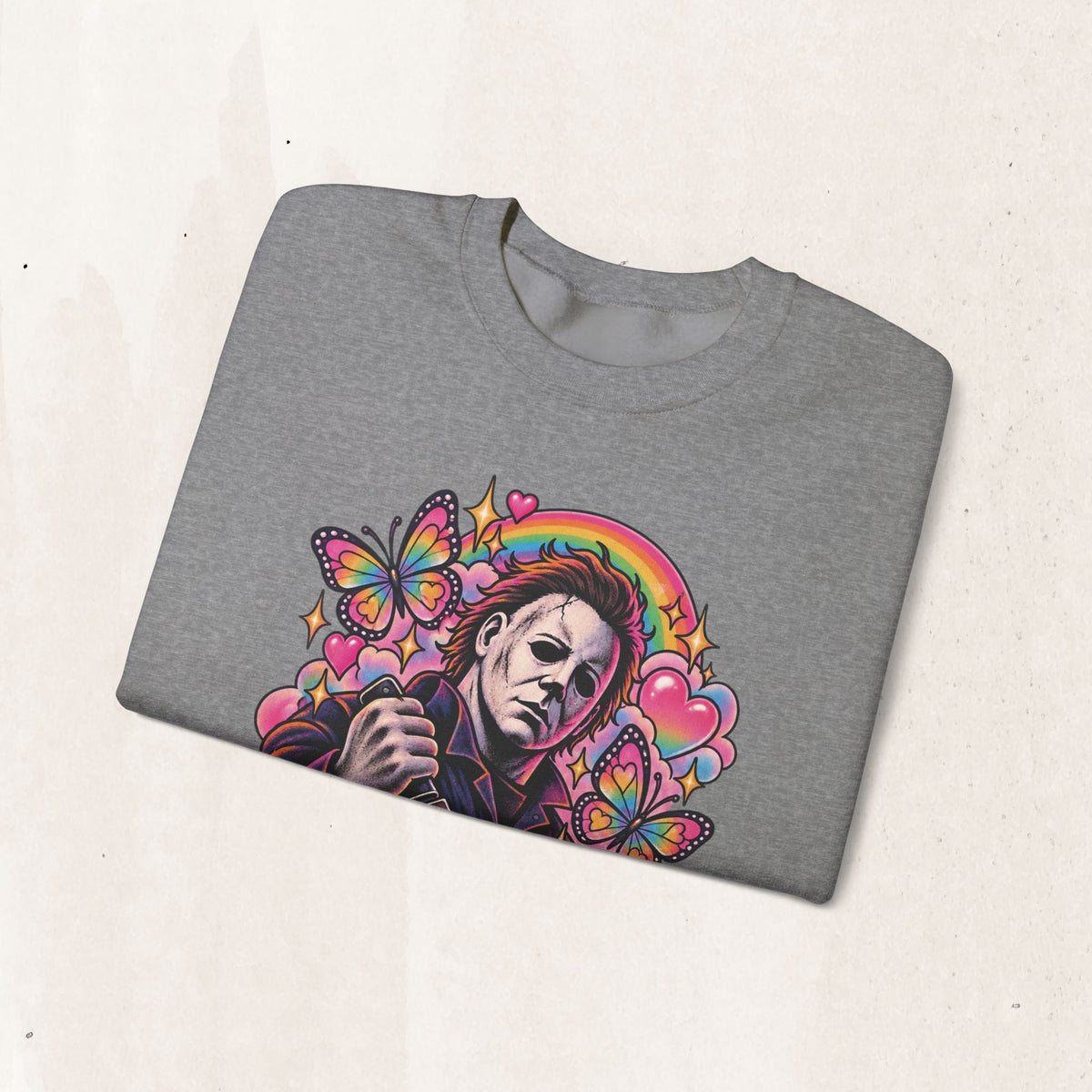 Colorful Michael Myers Horror Heart Crewneck