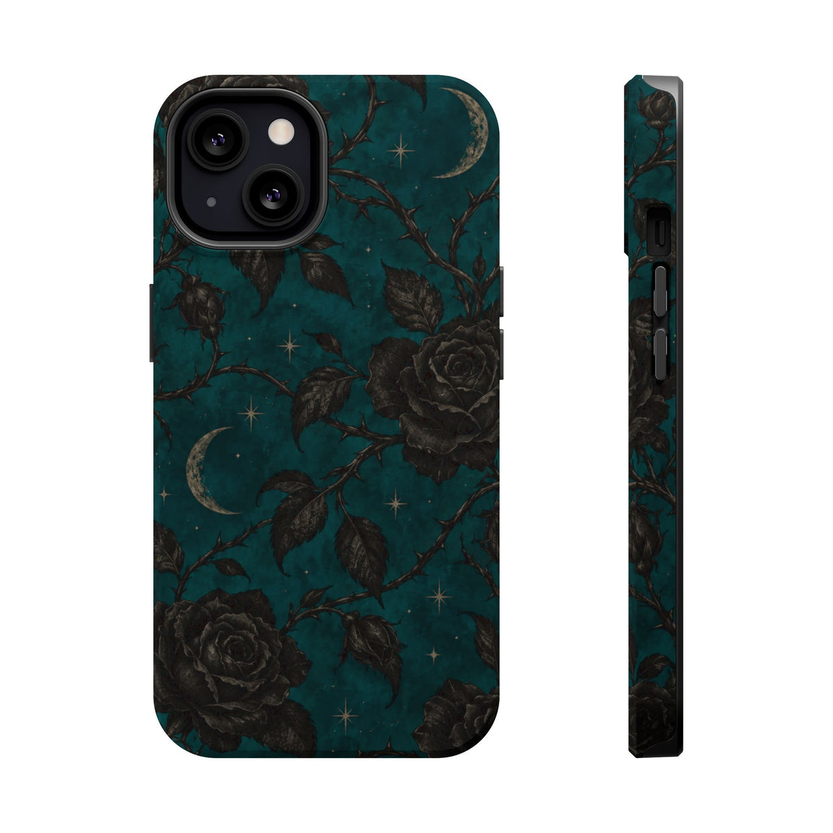 Teal Moon & Black Rose Magnetic Phone Case, alternate view