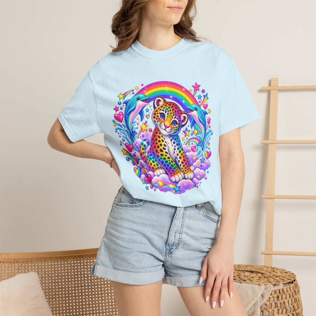 Lisa Frank Inspired Leopard Rainbow Tee