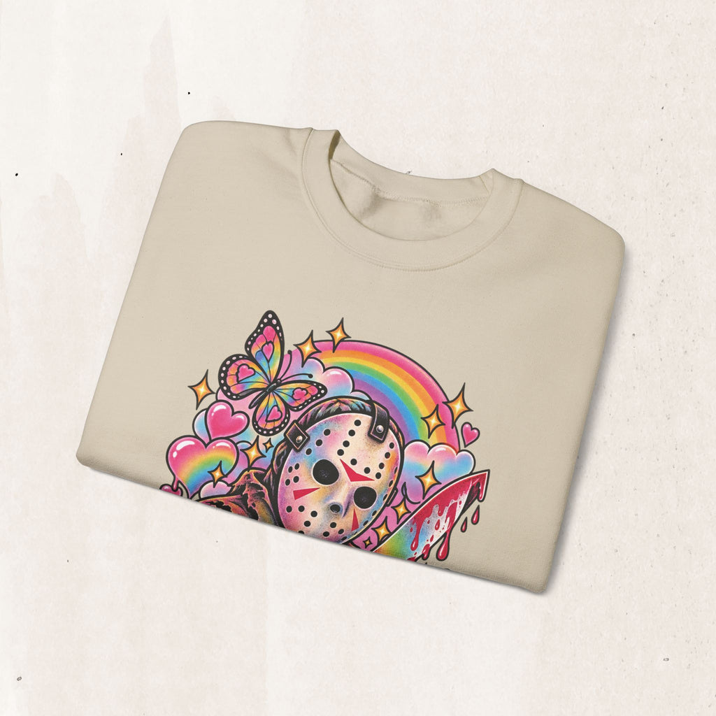 Jason Mask Rainbow Horror Crewneck Sweatshirt