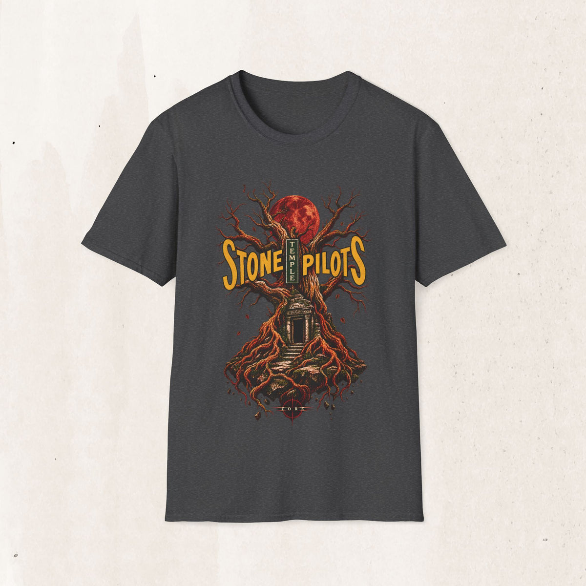Stone Pilots Vintage Rock Tee – Distressed Retro Band Shirt – Dark Heather
