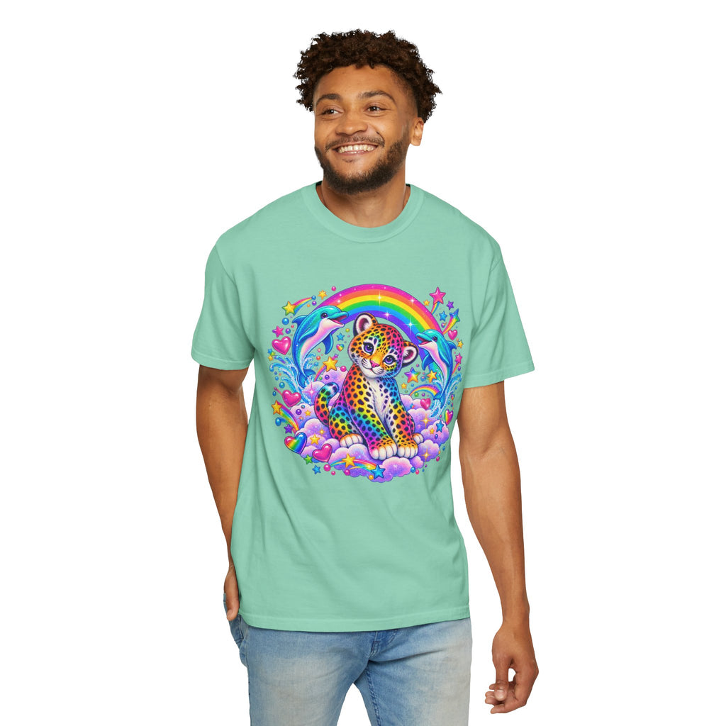 Lisa Frank Inspired Leopard Rainbow Tee