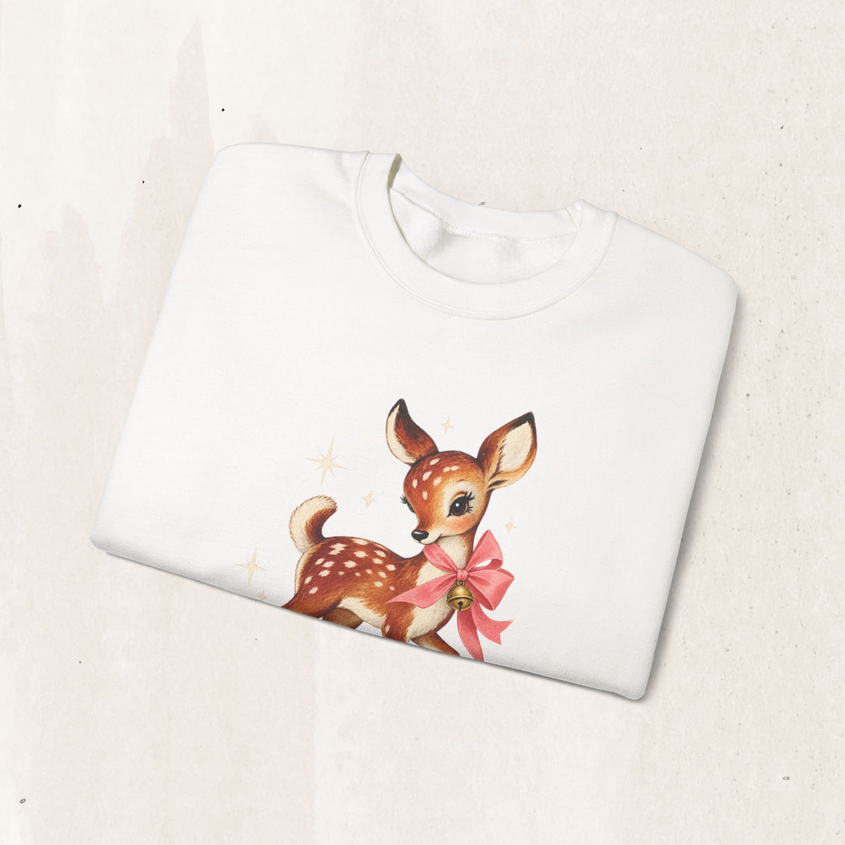 Christmas fawn with gifts woodland crewneck sweatshirt