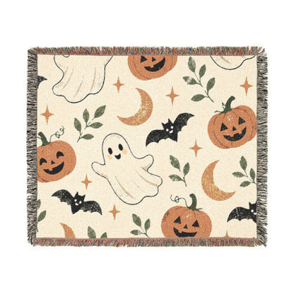Halloween Ghost & Pumpkin Woven Blanket