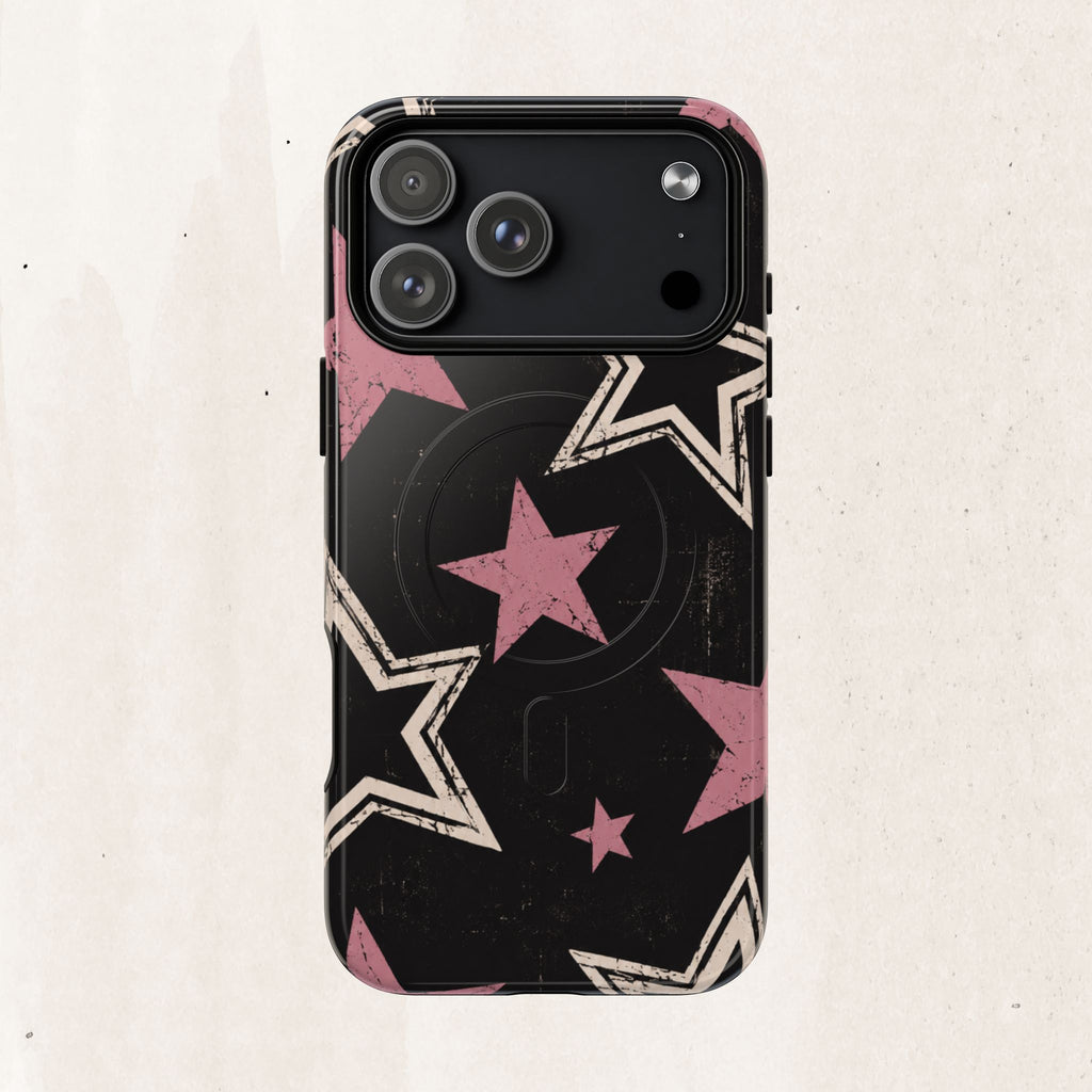 Magnetic Phone Case — Pink Retro Stars Tough Protective Cover Printify