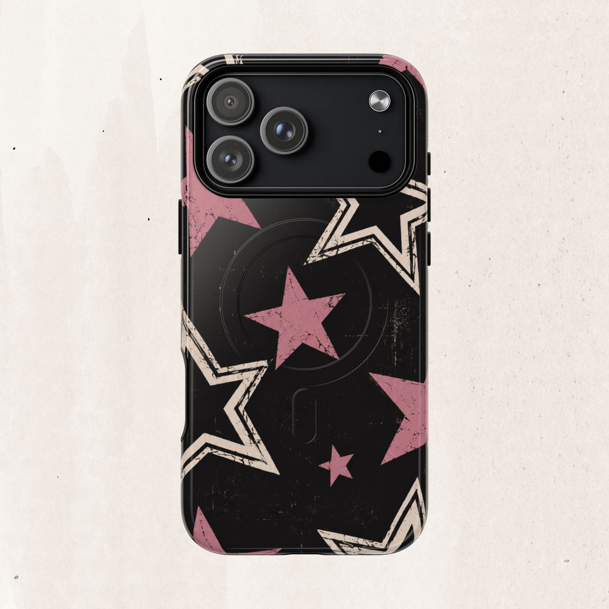 Magnetic Phone Case — Pink Retro Stars Tough Protective Cover Printify