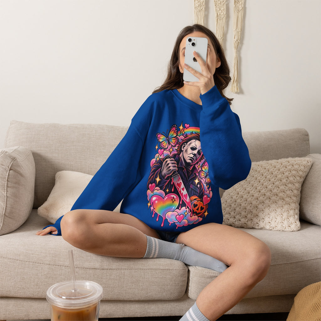 Colorful Michael Myers Horror Heart Crewneck