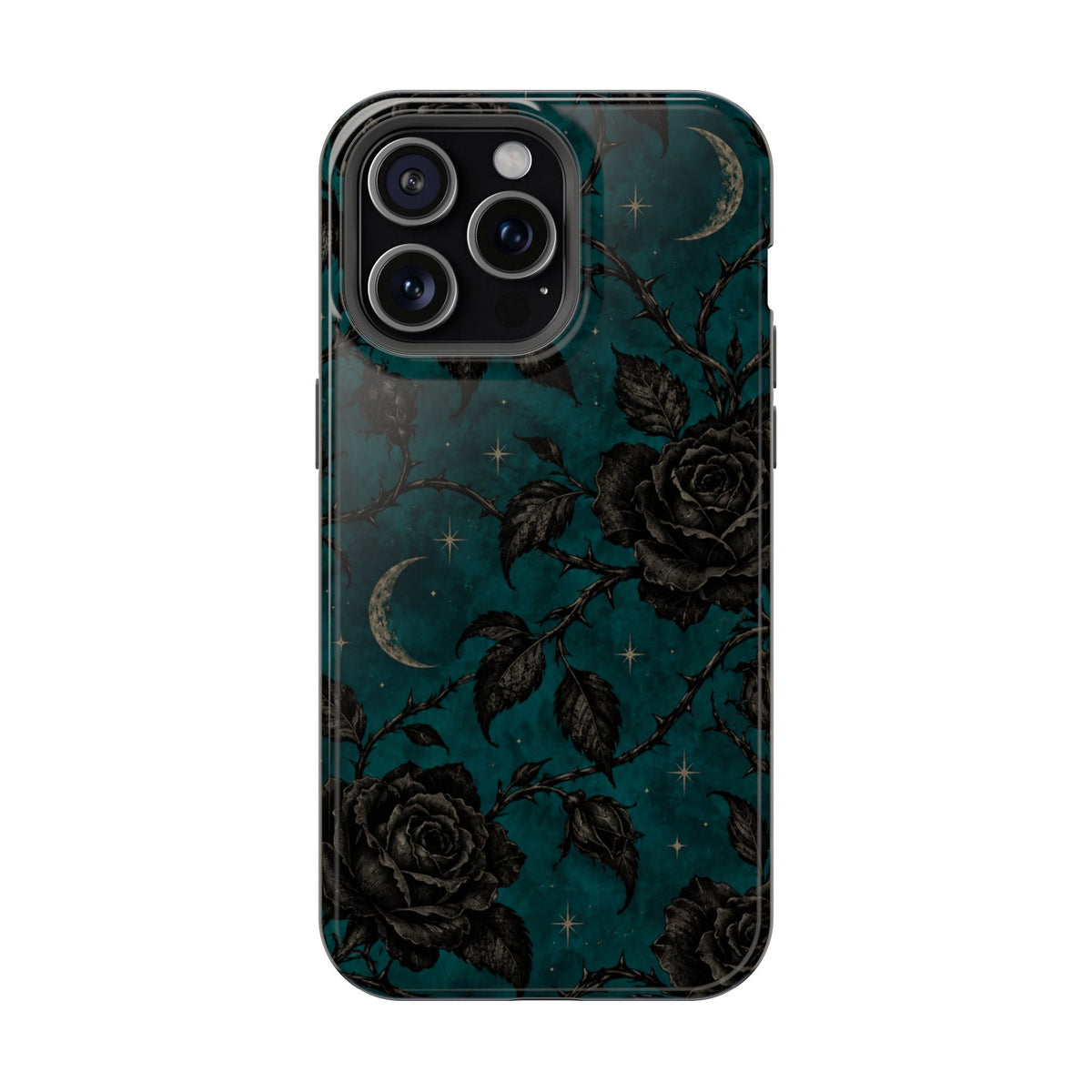 Teal Moon & Black Rose Magnetic Phone Case, alternate view