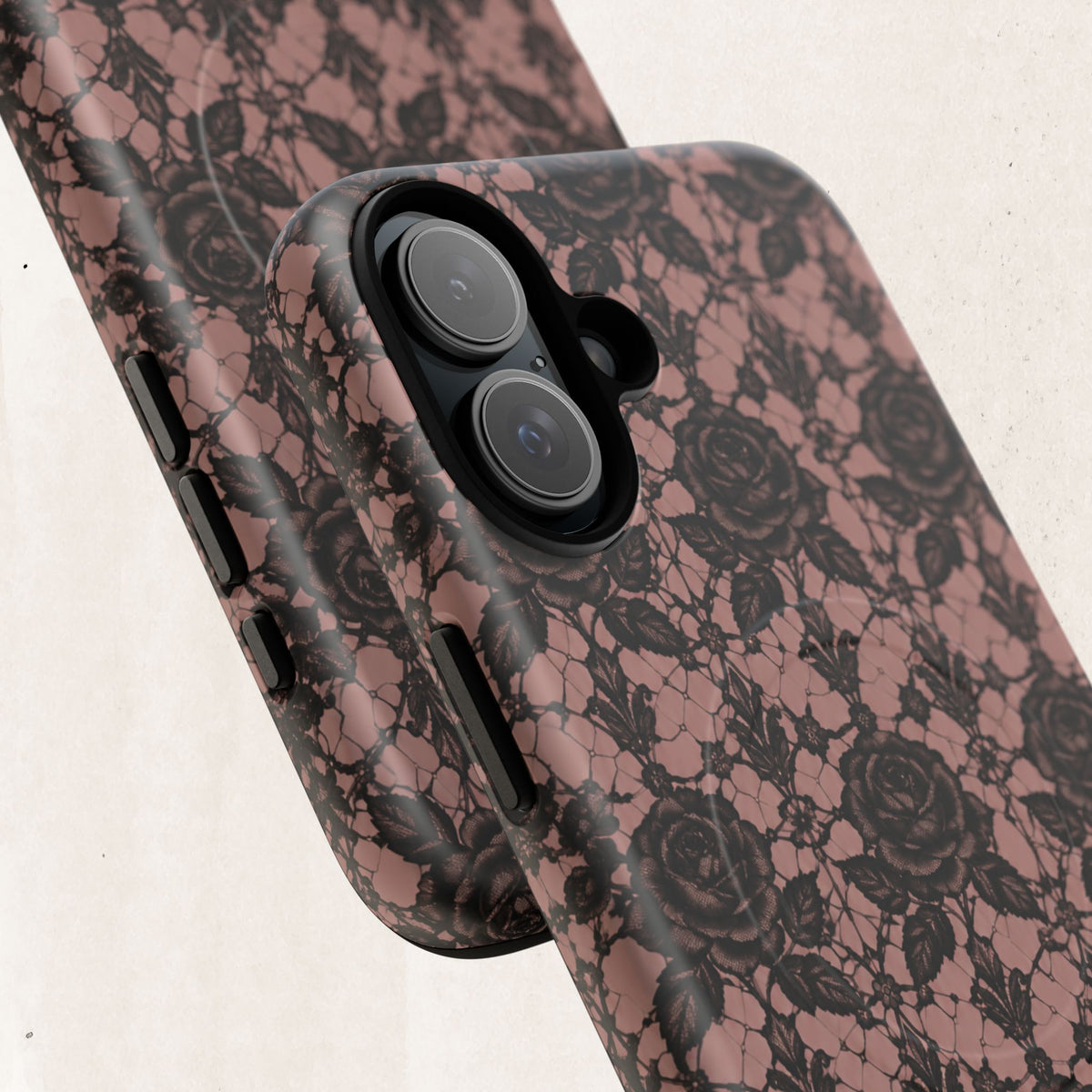 Vintage Black Lace Rose Pattern Phone Case
