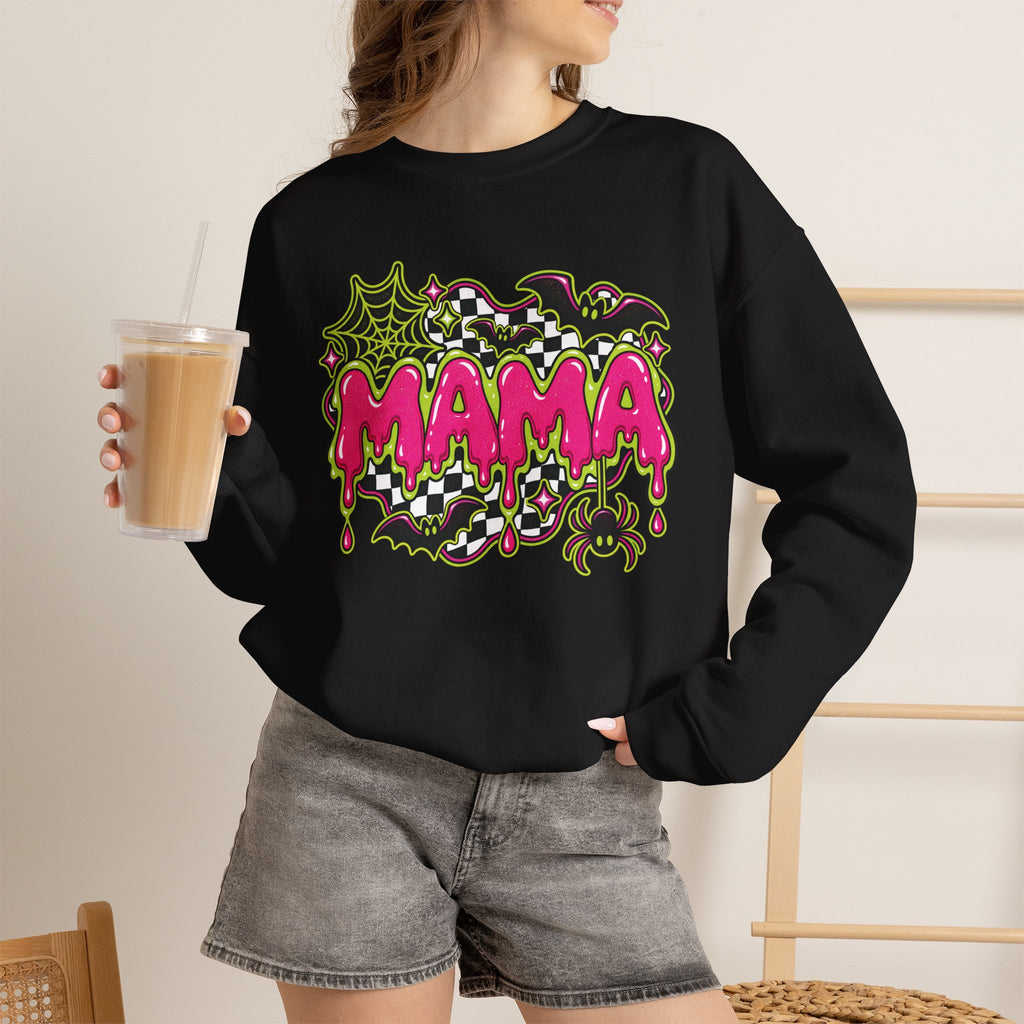 Neon Drip Checkerboard "Mama" Design Sweatshirt