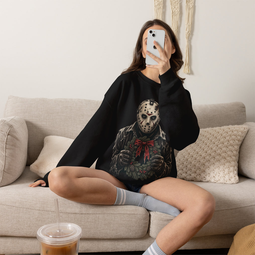 Jason Vorhees Christmas Wreath Crewneck Sweatshirt