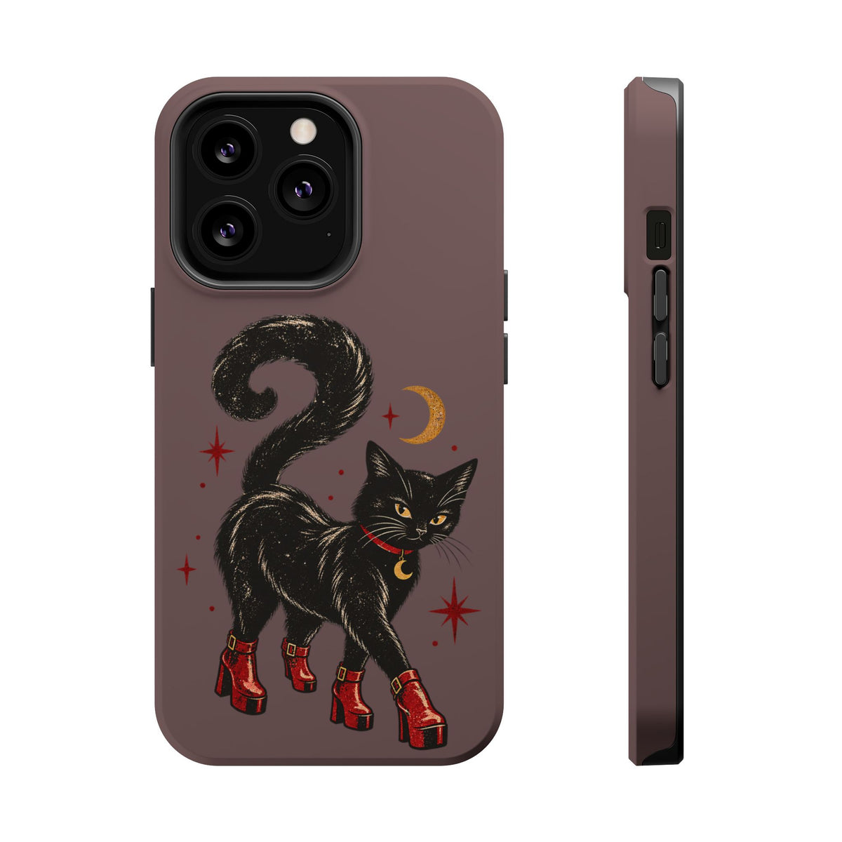 Black Cat in Red Boots MagSafe Phone Case, alternate view