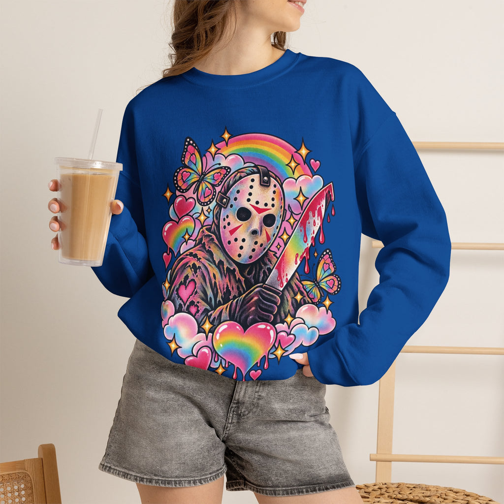 Jason Mask Rainbow Horror Crewneck Sweatshirt