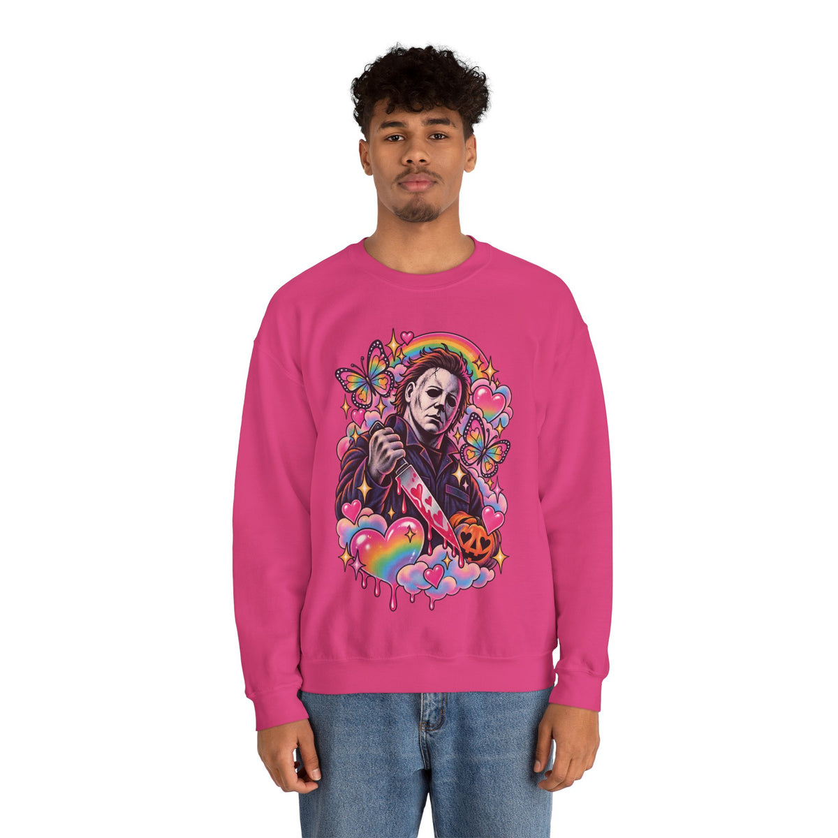 Colorful Michael Myers Horror Heart Crewneck