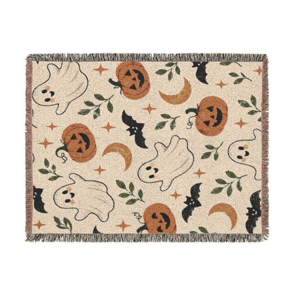 Halloween Ghost & Pumpkin Woven Blanket