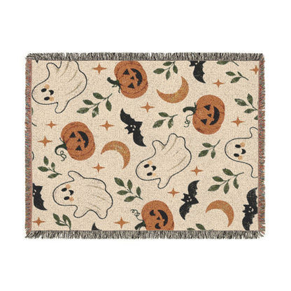 Halloween Ghost & Pumpkin Woven Blanket
