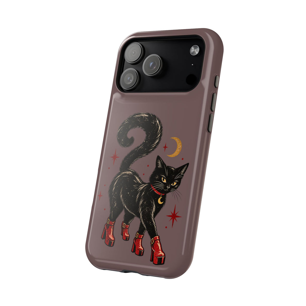 Black Cat in Red Boots MagSafe Phone Case, alternate view