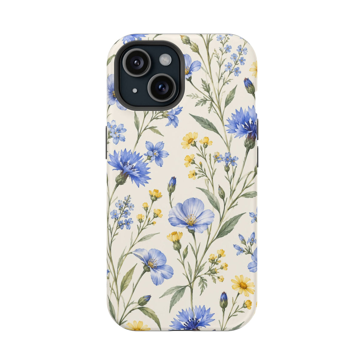 Floral Blue Cornflower Tough Magnetic Phone Case, alternate view