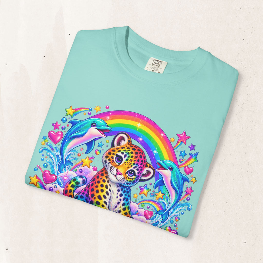 Lisa Frank Inspired Leopard Rainbow Tee