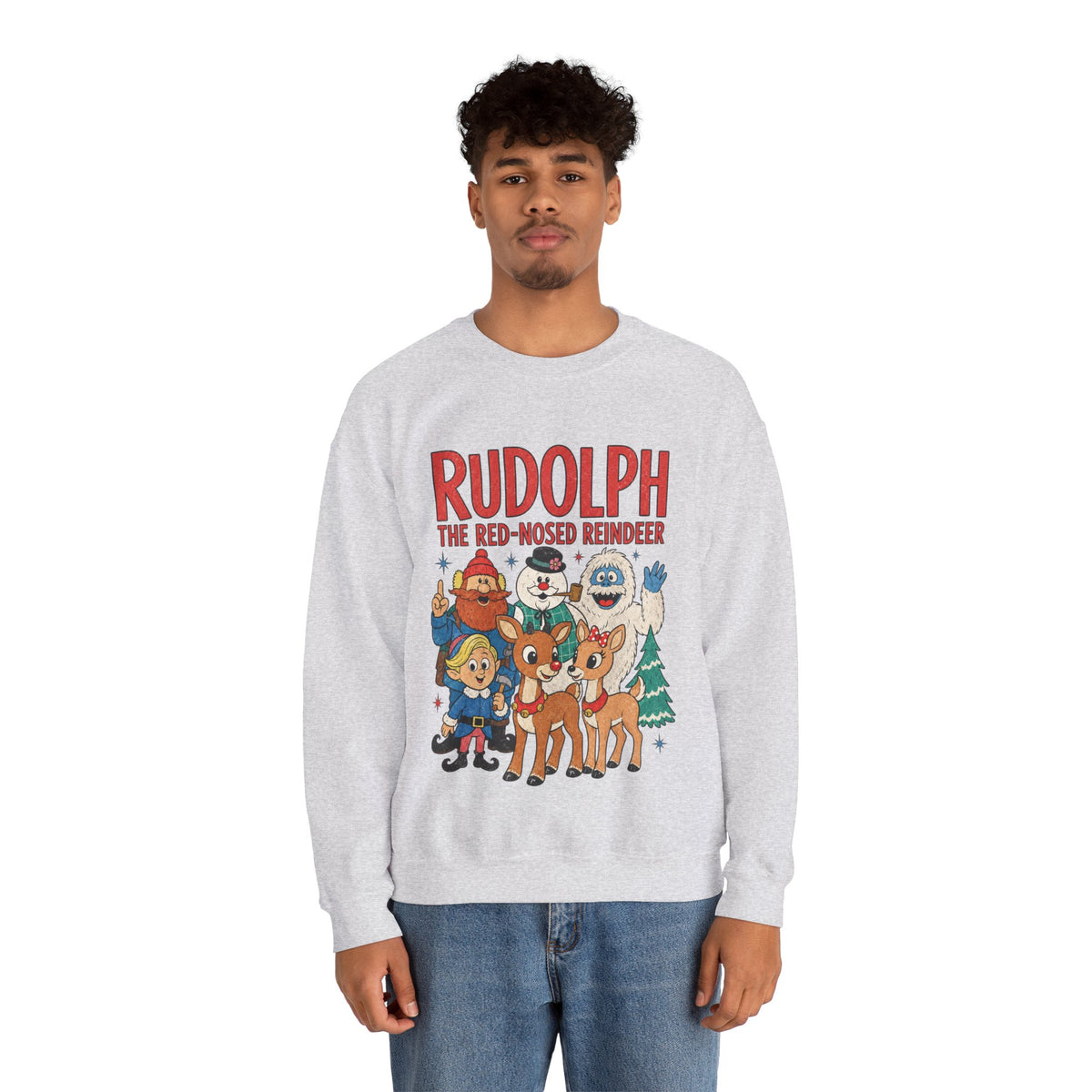 Rudolph The Red-Nosed Reindeer Vintage Crewneck Sweatshirt in Ash, alternate view