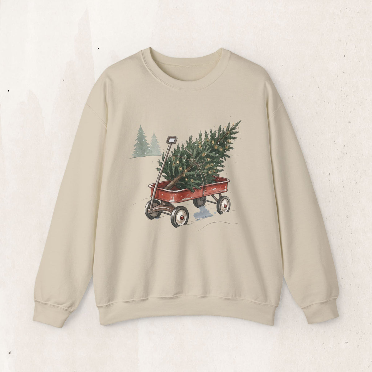 Vintage Christmas Tree Wagon Crewneck Sweatshirt Printify