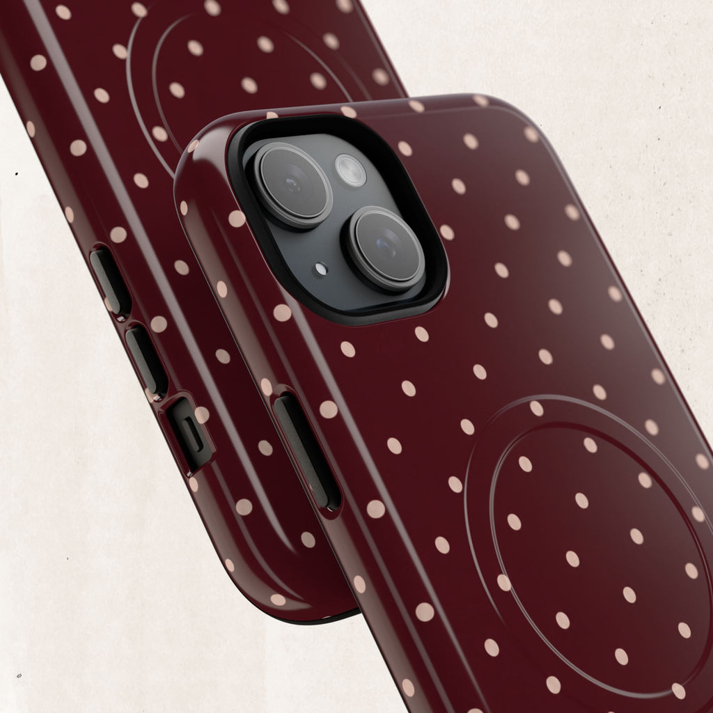 Burgundy Polka Dot Magnetic Phone Case Printify
