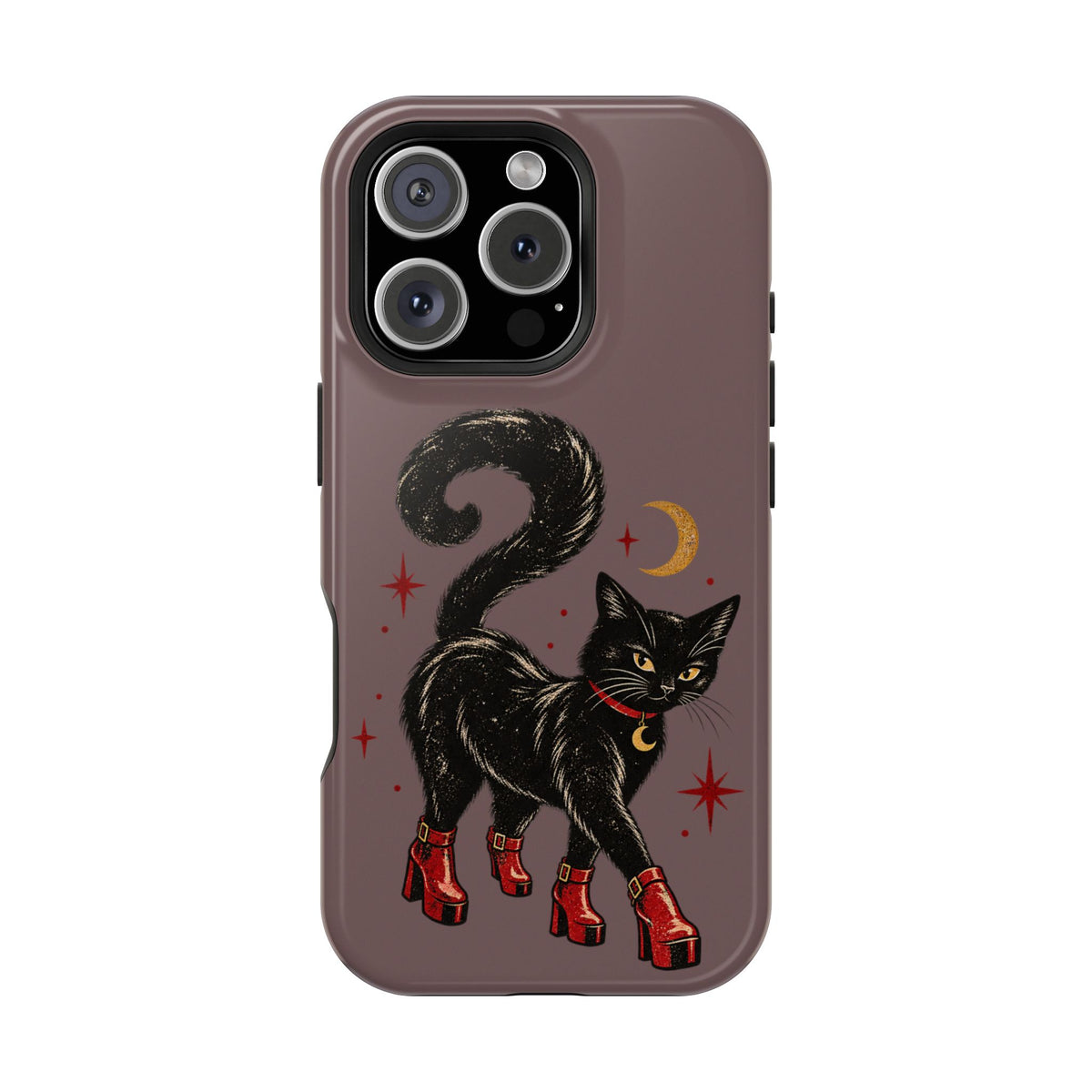 Black Cat in Red Boots MagSafe Phone Case, alternate view