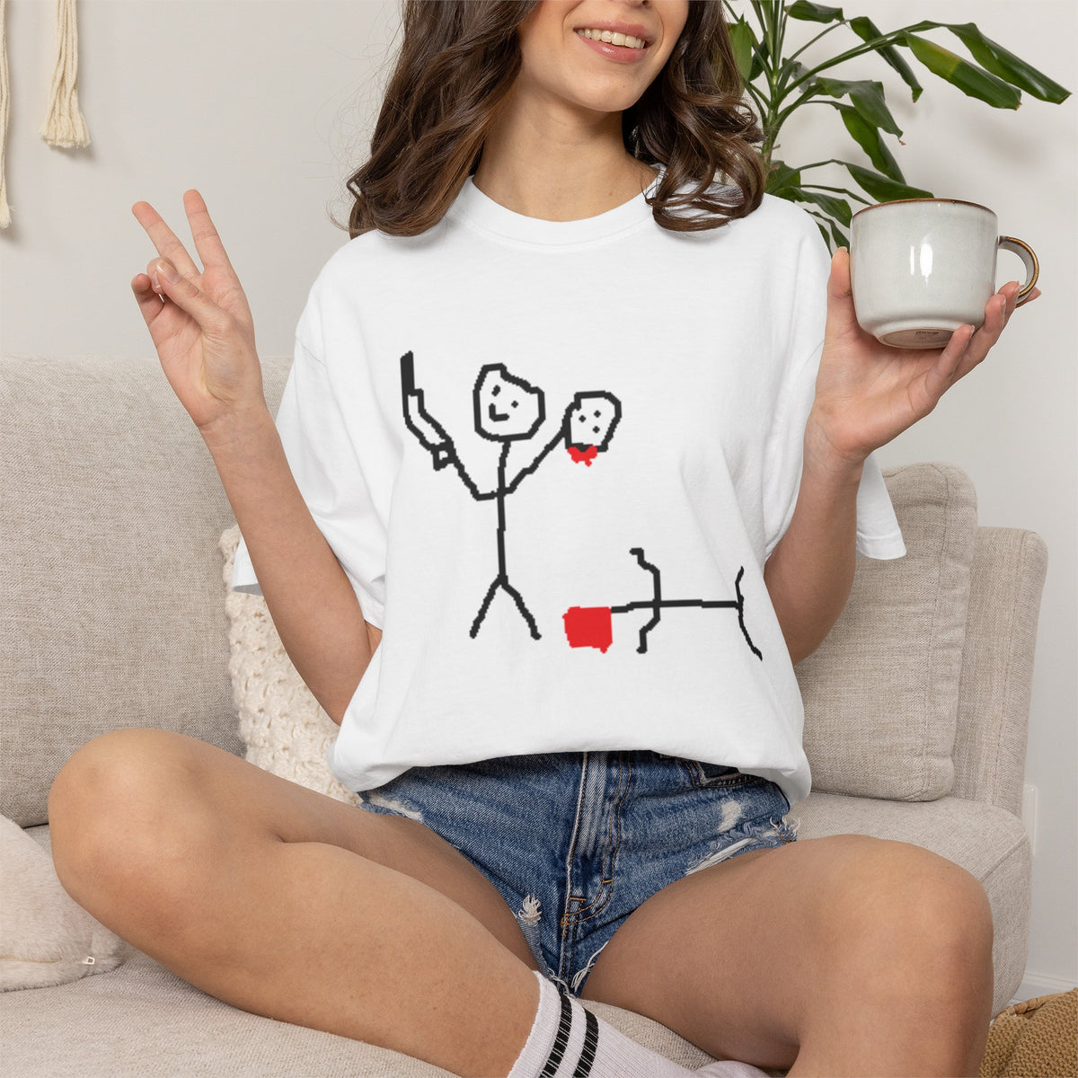 Stick Figure Murder dark humor t-shirt