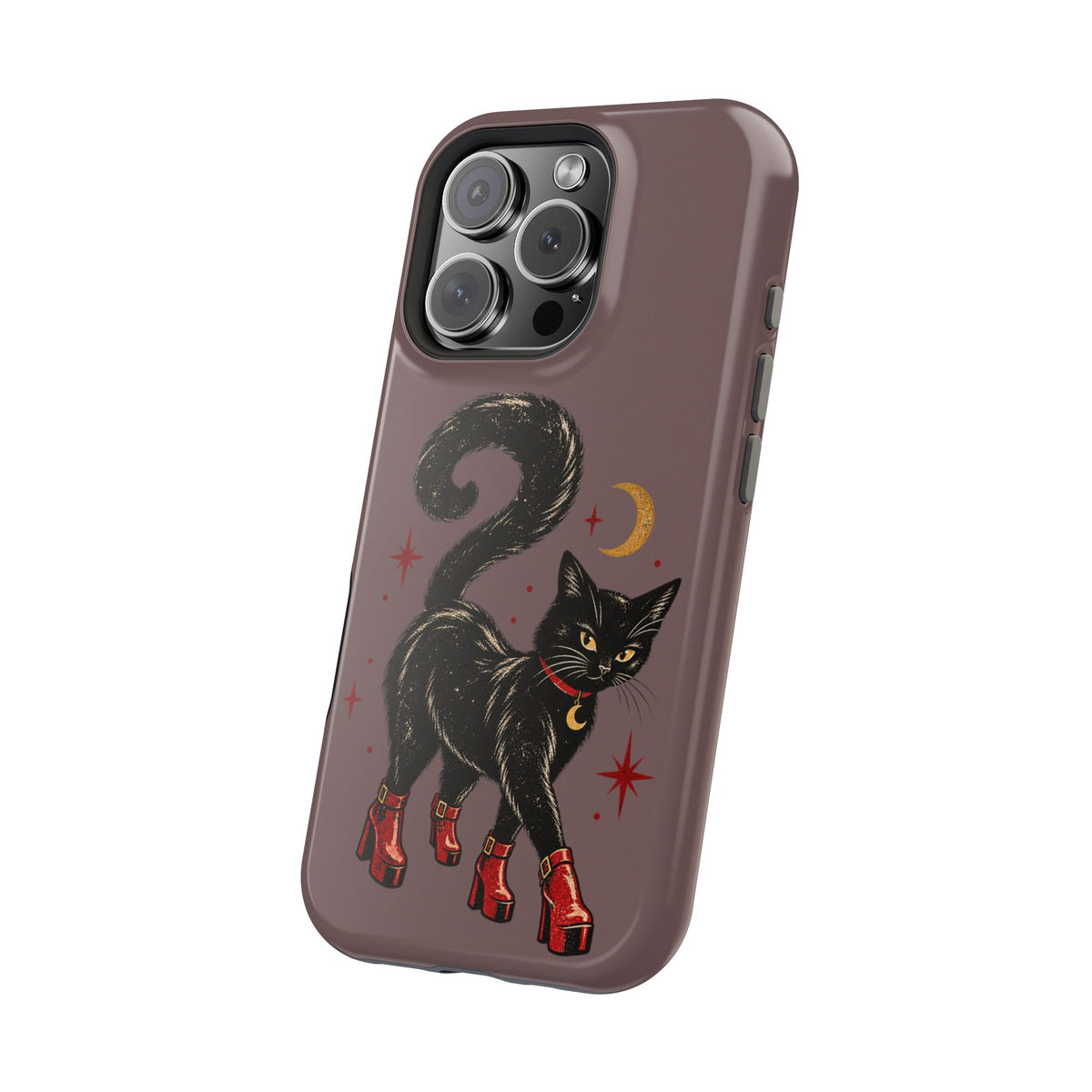 Black Cat in Red Boots MagSafe Phone Case, alternate view
