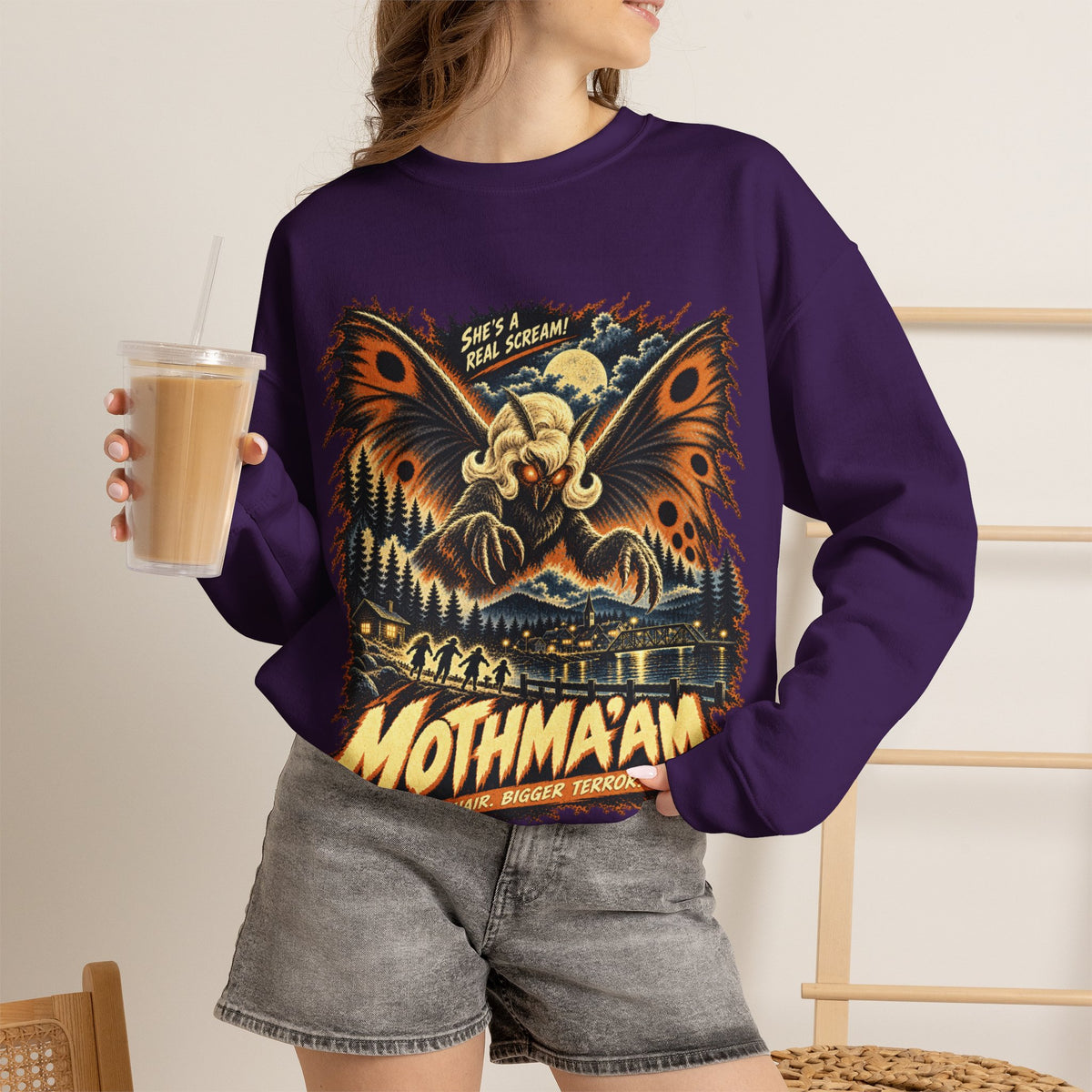 Mothmaam Retro Monster Crewneck Sweatshirt