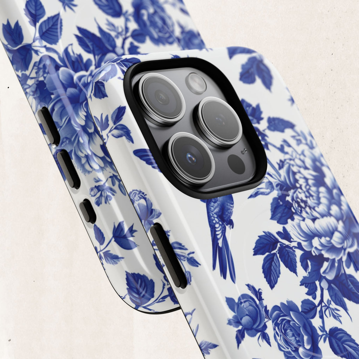Blue Floral Bird Tough Magnetic Phone Case