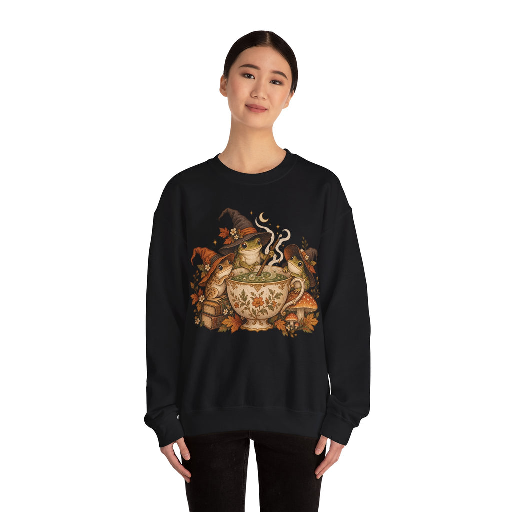 Cozy Witch Frog Tea Crewneck Sweatshirt
