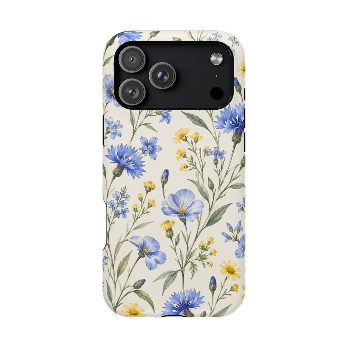 Floral Blue Cornflower Tough Magnetic Phone Case, alternate view