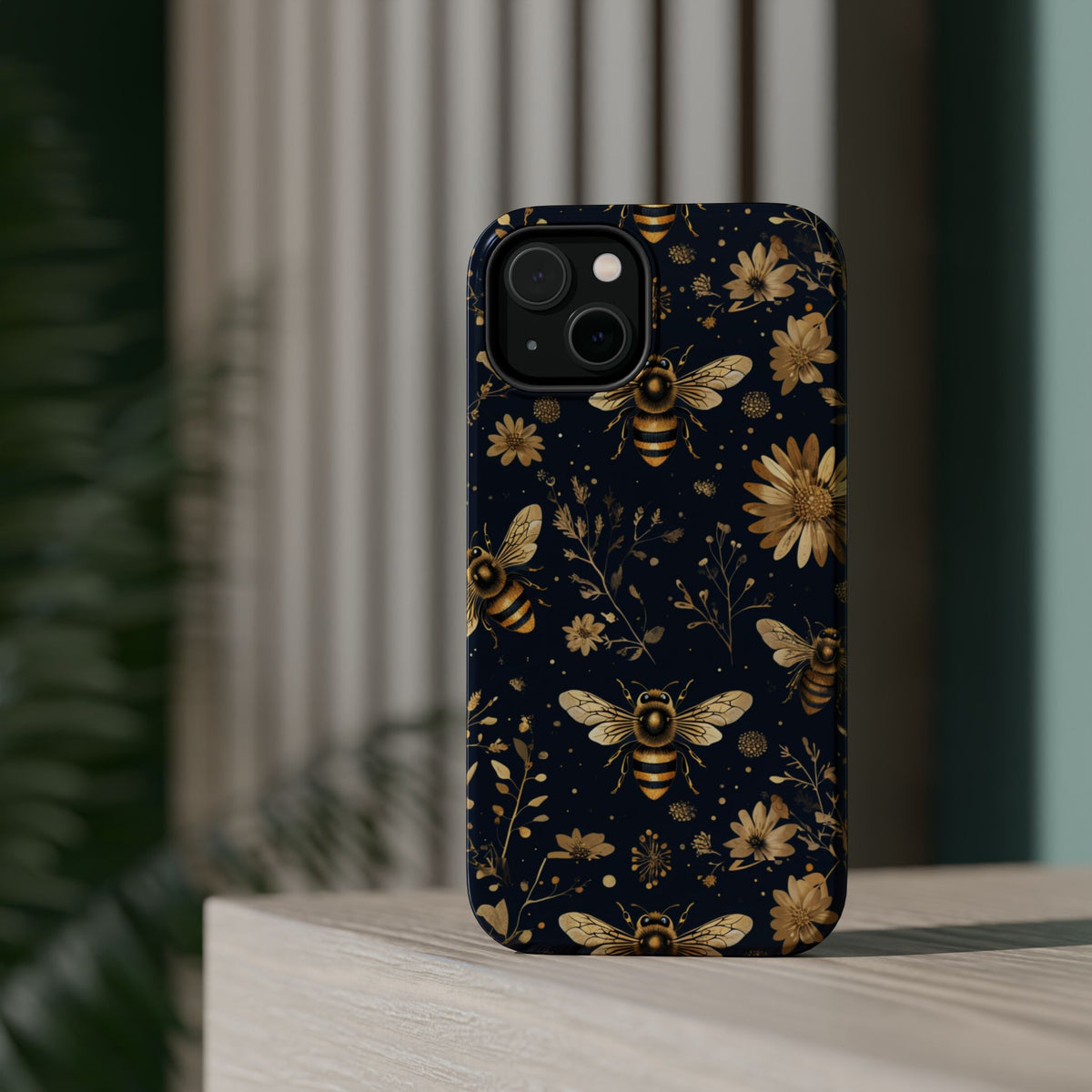 Gold Bees & Daisies Magnetic Tough Case, alternate view