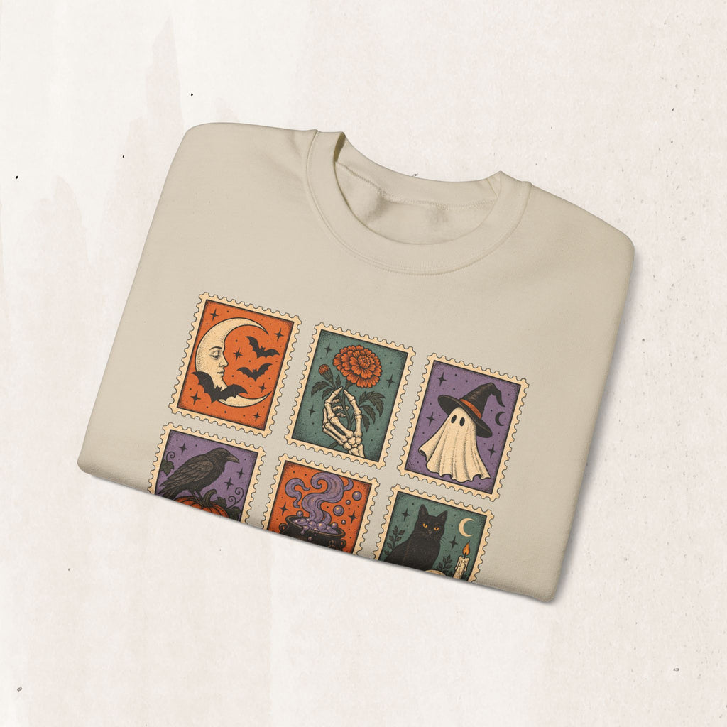 Vintage Spooky Stamp Panel Sweatshirt