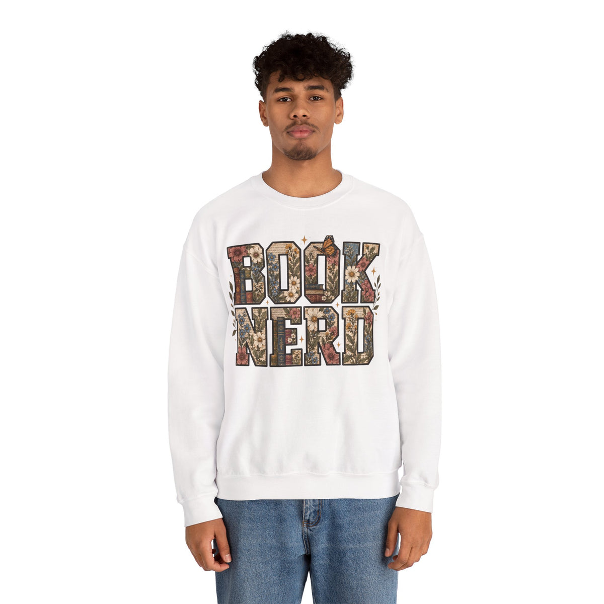 Floral Book Nerd Crewneck Sweatshirt