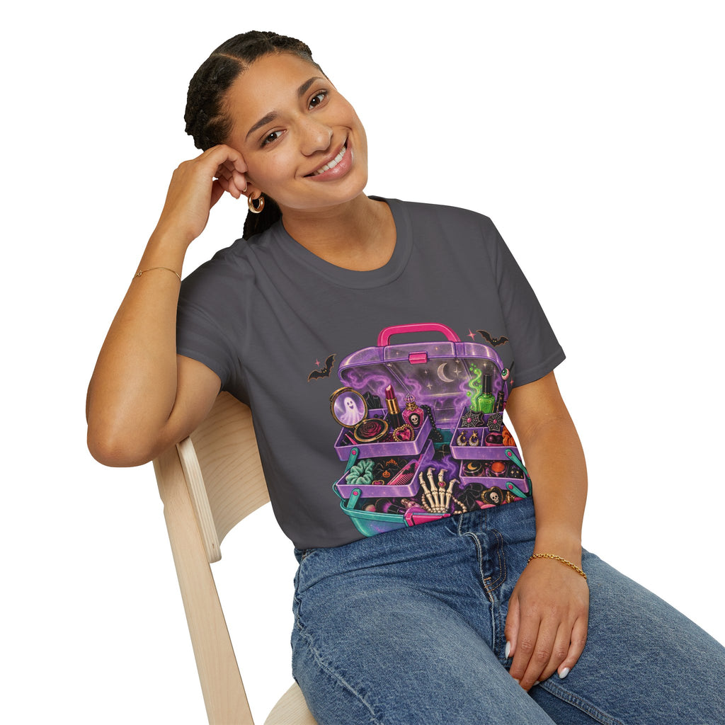 Witchy Makeup Case T‑Shirt — Spooky CABOODLE Kit Graphic Tee