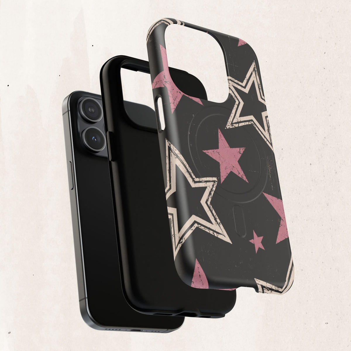 Magnetic Phone Case — Pink Retro Stars Tough Protective Cover Printify