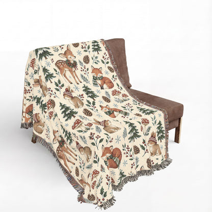 Woodland Winter Woven Blanket