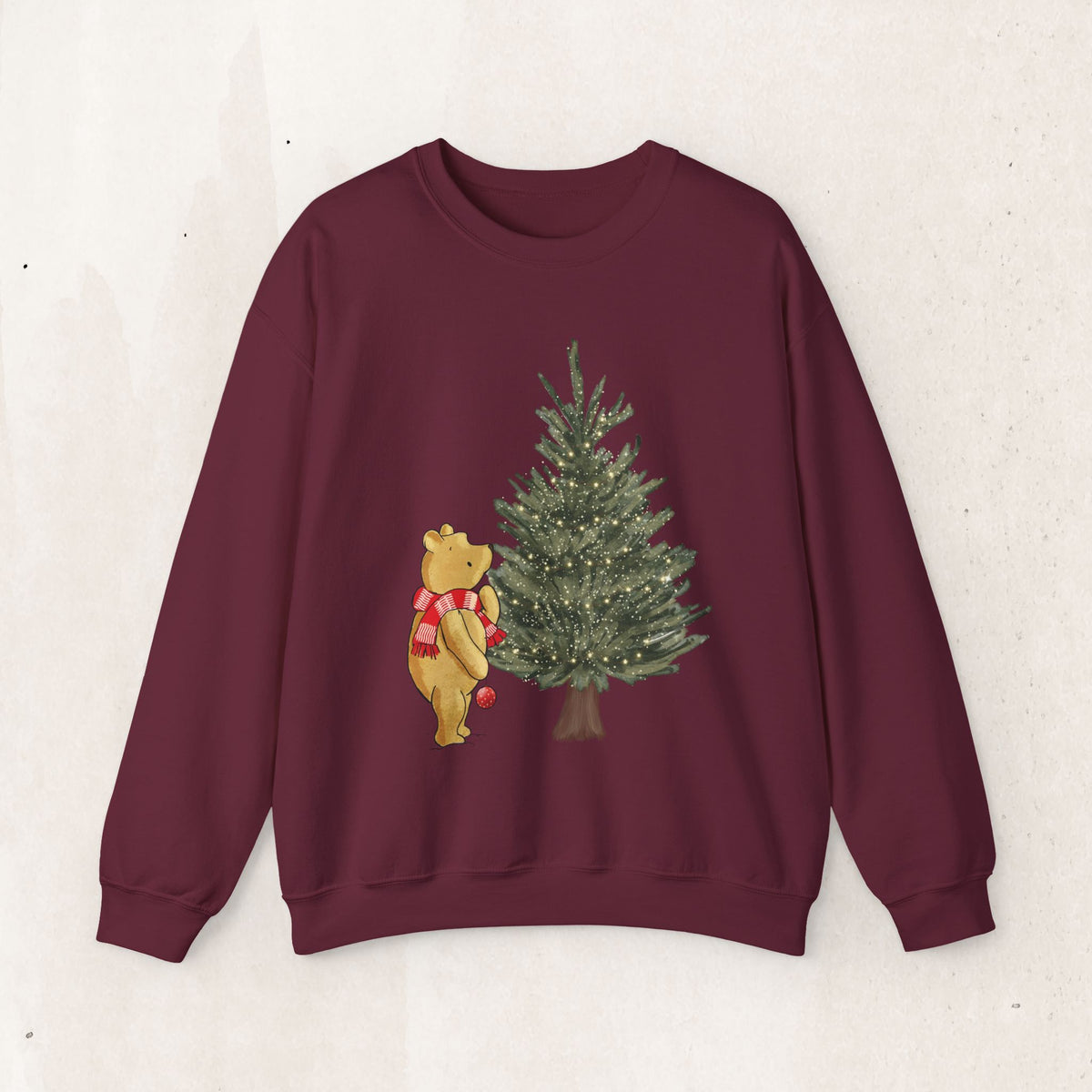 Christmas Winnie the Pooh and Christmas Tree Sweatshirt, Pooh Bear Christmas Crewneck