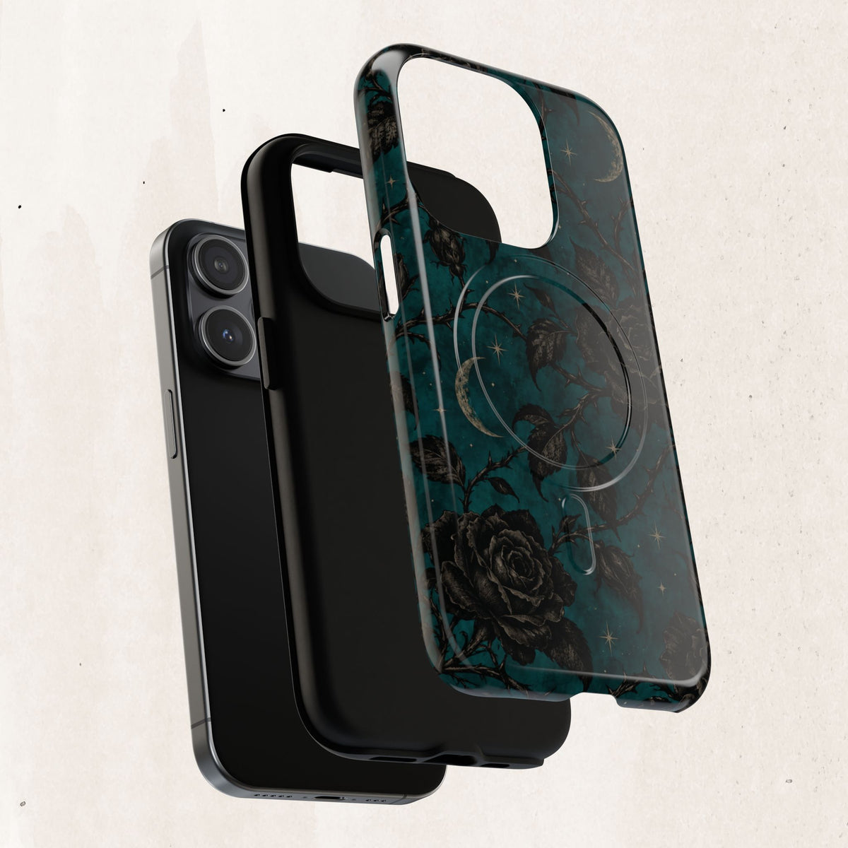 Teal Moon & Black Rose Tough Protective Case