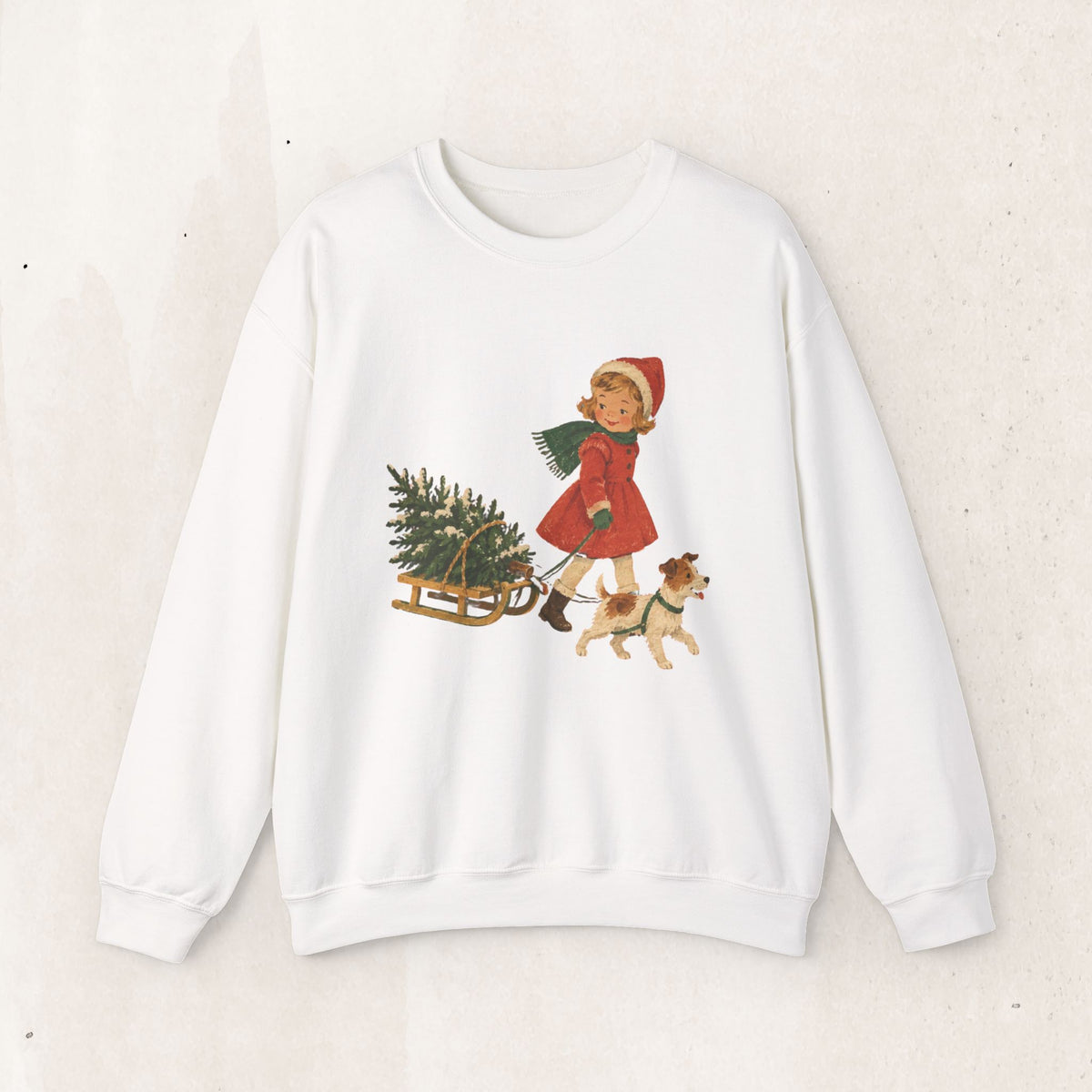 Vintage Christmas Girl and Puppy sweatshirt
