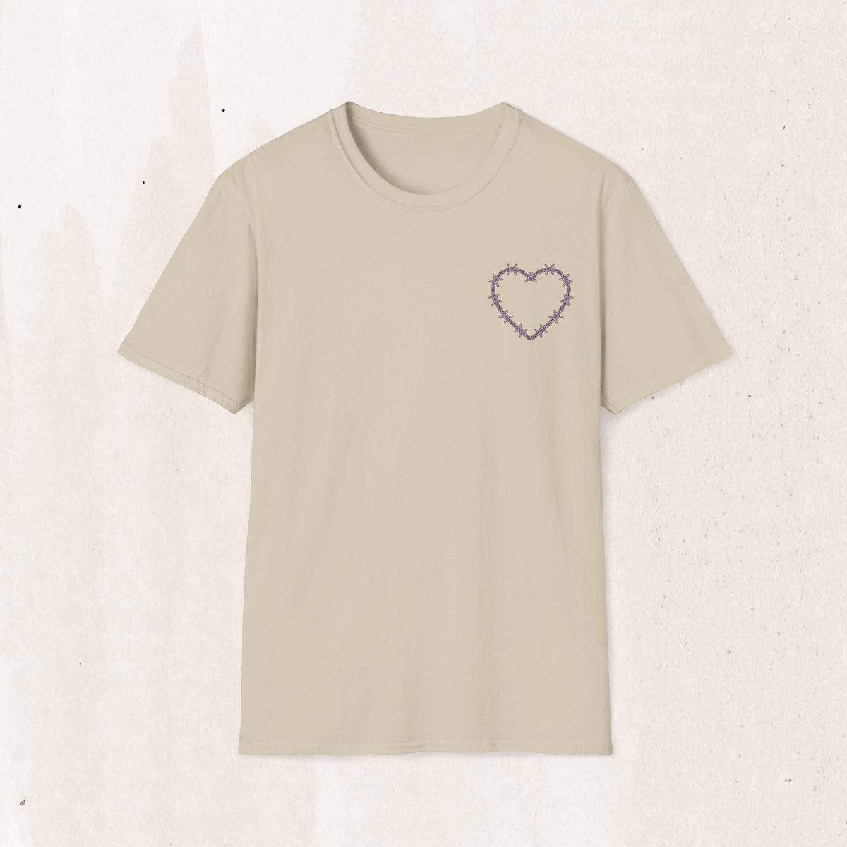 Barbed Wire Heart Graphic Tee – Grunge Heart Shirt – Sand