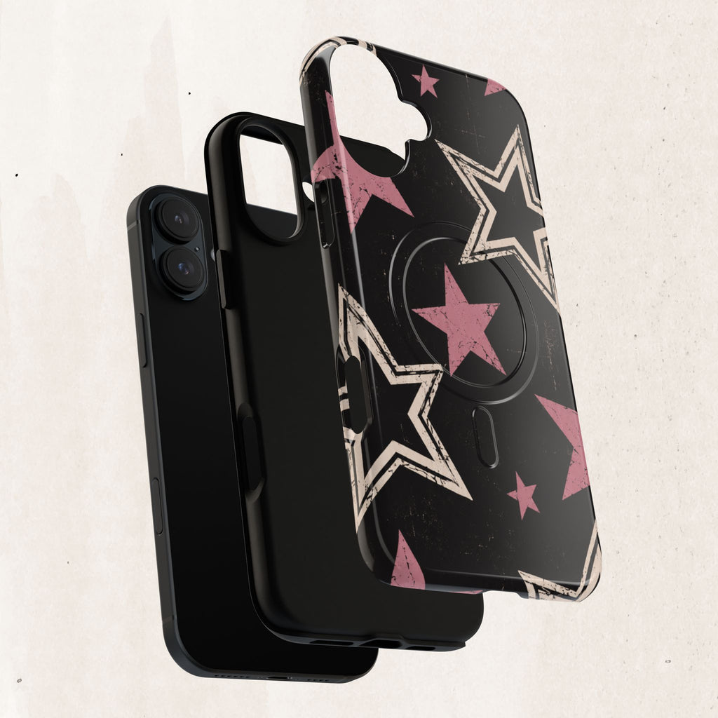 Magnetic Phone Case — Pink Retro Stars Tough Protective Cover Printify