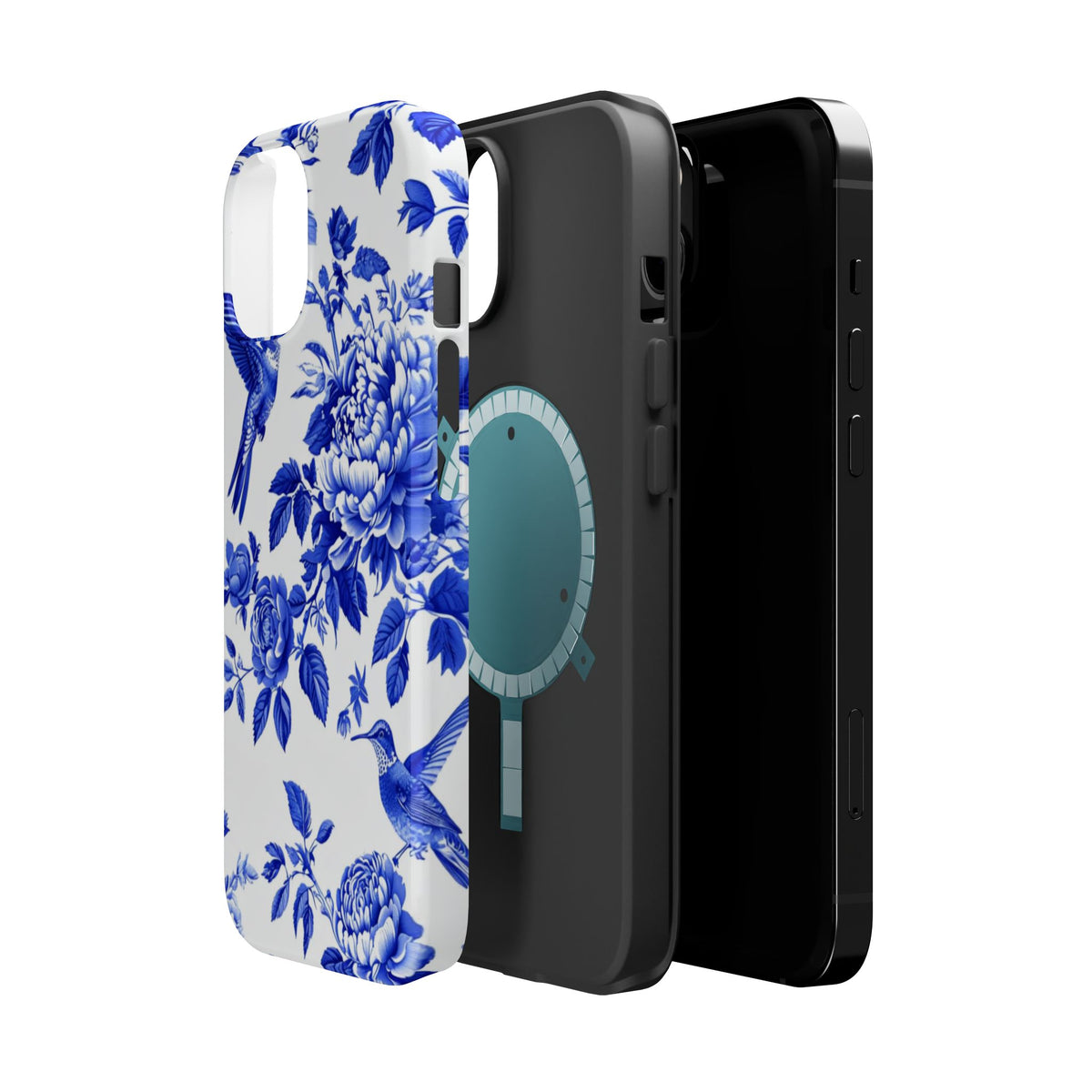 Blue Floral Bird Magnetic Phone Case, alternate view