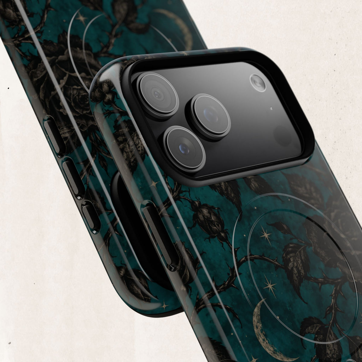 Teal Moon & Black Rose Tough Protective Case