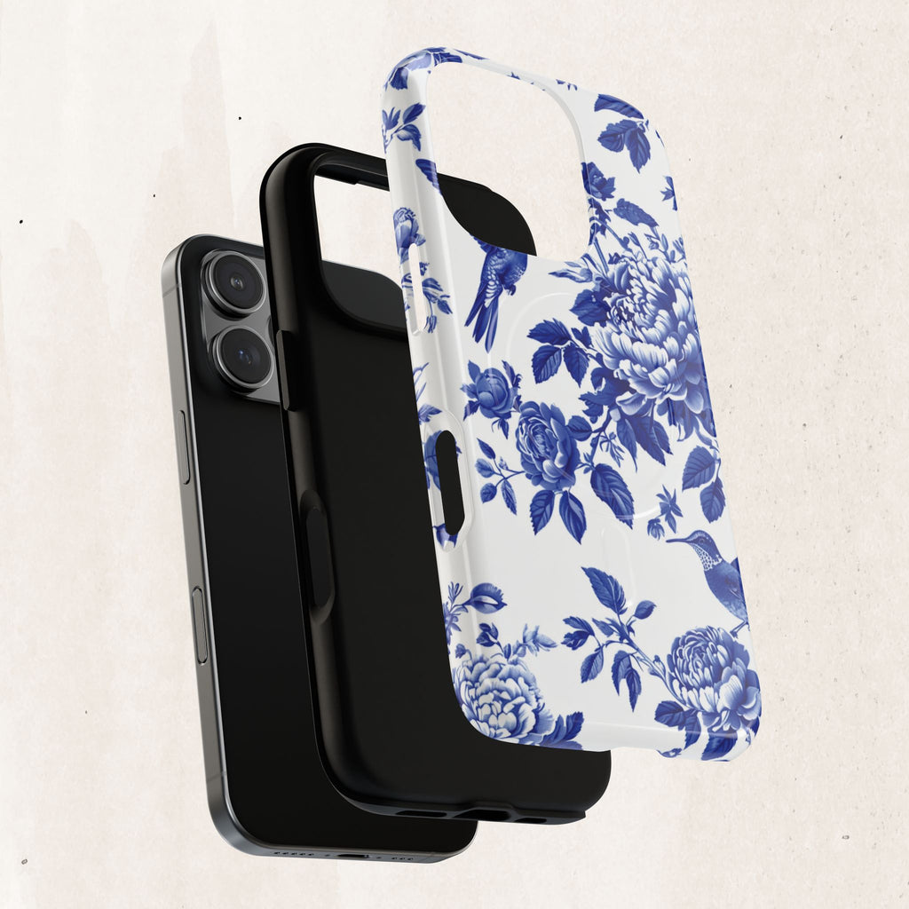 Blue Floral Bird Tough Magnetic Phone Case